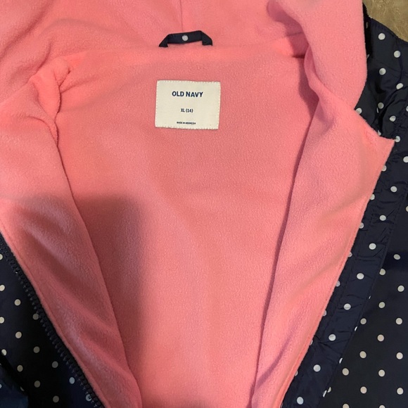Old Navy Girl Dot Foil Print Rain Jacket Size XL 14 - Picture 4 of 4